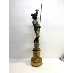 SCULTURA MORETTO VENEZIANO GONDOLIERE LEGNO SCOLPITO DORATO DIPINTO SMALTO '800