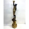SCULTURA MORETTO VENEZIANO GONDOLIERE LEGNO SCOLPITO DORATO DIPINTO SMALTO '800