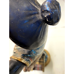 SCULTURA MORETTO VENEZIANO GONDOLIERE LEGNO SCOLPITO DORATO DIPINTO SMALTO '800