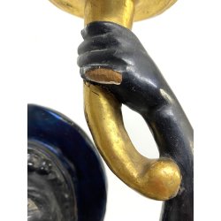 SCULTURA MORETTO VENEZIANO GONDOLIERE LEGNO SCOLPITO DORATO DIPINTO SMALTO '800