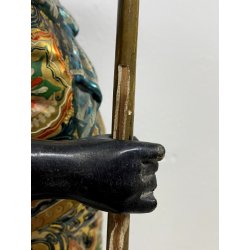 SCULTURA MORETTO VENEZIANO GONDOLIERE LEGNO SCOLPITO DORATO DIPINTO SMALTO '800