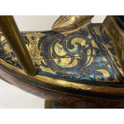 SCULTURA MORETTO VENEZIANO GONDOLIERE LEGNO SCOLPITO DORATO DIPINTO SMALTO '800