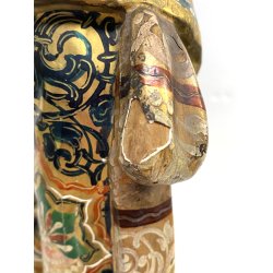 SCULTURA MORETTO VENEZIANO GONDOLIERE LEGNO SCOLPITO DORATO DIPINTO SMALTO '800