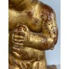 ANTICA COPPIA PUTTO DORATO LEGNO SCOLPITO GESSATO FOGLIA ORO 28 cm/h XIX sec