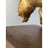 ANTICA COPPIA PUTTO DORATO LEGNO SCOLPITO GESSATO FOGLIA ORO 28 cm/h XIX sec