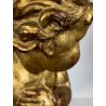 ANTICA COPPIA PUTTO DORATO LEGNO SCOLPITO GESSATO FOGLIA ORO 28 cm/h XIX sec