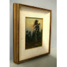 QUADRO DIPINTO OLIO TAVOLA Artino Giroldi PAESAGGIO BETULLA CREPUSCOLO '900