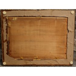 ANTICO QUADRO OLIO SU TAVOLA G. Cavalla '800 PAESAGGIO CAMPESTRE RADURA EPOCA  