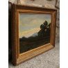 ANTICO QUADRO OLIO SU TAVOLA G. Cavalla '800 PAESAGGIO CAMPESTRE RADURA EPOCA  