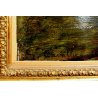 ANTICO QUADRO OLIO SU TAVOLA G. Cavalla '800 PAESAGGIO CAMPESTRE RADURA EPOCA  