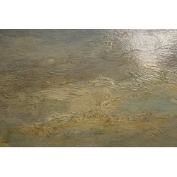 ANTICO QUADRO OLIO SU TAVOLA G. Cavalla '800 PAESAGGIO CAMPESTRE RADURA EPOCA  