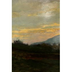 ANTICO QUADRO OLIO SU TAVOLA G. Cavalla '800 PAESAGGIO CAMPESTRE RADURA EPOCA  