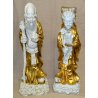 GRANDE COPPIA STATUE CINESI BUDDISTE DIO SHOULAO QUAN YIN porcellana SCULTURA 