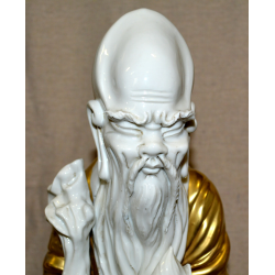 GRANDE COPPIA STATUE CINESI BUDDISTE DIO SHOULAO QUAN YIN porcellana SCULTURA 