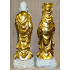 GRANDE COPPIA STATUE CINESI BUDDISTE DIO SHOULAO QUAN YIN porcellana SCULTURA 