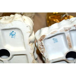 GRANDE COPPIA STATUE CINESI BUDDISTE DIO SHOULAO QUAN YIN porcellana SCULTURA 