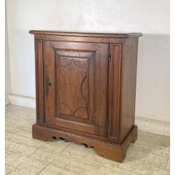ANTICA CREDENZA RUSTICA 1800 LEGNO NOCE INTAGLIATO MADIA DISPENSA FORMELLA