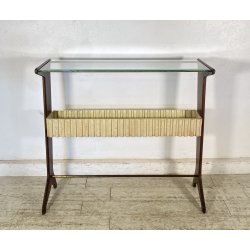 CONSOLLE TAVOLINO LEGNO VETRO DESIGN ATTR. CESARE LACCA ANNI 50 ITALY BAR SERVO