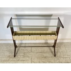 CONSOLLE TAVOLINO LEGNO VETRO DESIGN ATTR. CESARE LACCA ANNI 50 ITALY BAR SERVO