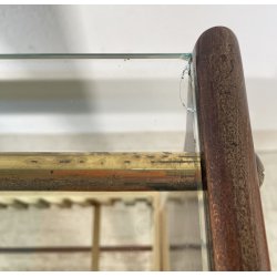 CONSOLLE TAVOLINO LEGNO VETRO DESIGN ATTR. CESARE LACCA ANNI 50 ITALY BAR SERVO