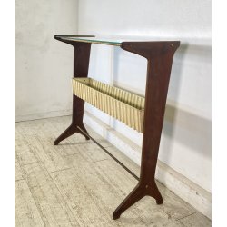 CONSOLLE TAVOLINO LEGNO VETRO DESIGN ATTR. CESARE LACCA ANNI 50 ITALY BAR SERVO