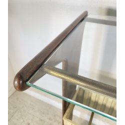 CONSOLLE TAVOLINO LEGNO VETRO DESIGN ATTR. CESARE LACCA ANNI 50 ITALY BAR SERVO