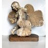 ANTICO PUTTO NUVOLE VOLUTE LEGNO SCOLPITO GESSATO DIPINTO 32cm/h XVII sec. USURA