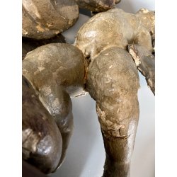 ANTICO PUTTO NUVOLE VOLUTE LEGNO SCOLPITO GESSATO DIPINTO 32cm/h XVII sec. USURA