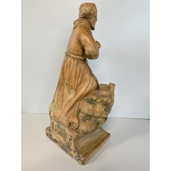 SCULTURA TERRACOTTA San Francesco D'Assisi PREGHIERA STATUA DEVOZIONALE 37cm/h