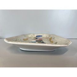 VASSOIO CERAMICA SCR Revelli LAVENO DECORO SMALTO POLICROMO FORME ORGANICHE MCM