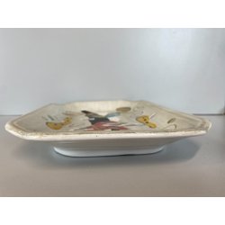 VASSOIO CERAMICA SCR Revelli LAVENO DECORO SMALTO POLICROMO FORME ORGANICHE MCM