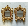 COPPIA ANTICO SPECCHIO CORNICE LEGNO CARTAGLORIA SCOLPITO DORATO FOGLIA ORO '800