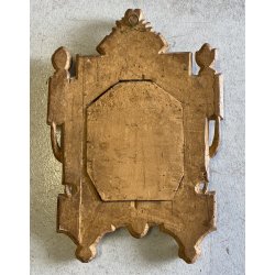 COPPIA ANTICO SPECCHIO CORNICE LEGNO CARTAGLORIA SCOLPITO DORATO FOGLIA ORO '800