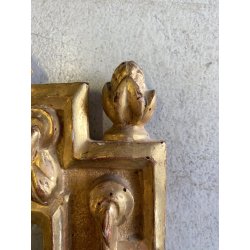 COPPIA ANTICO SPECCHIO CORNICE LEGNO CARTAGLORIA SCOLPITO DORATO FOGLIA ORO '800