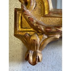 COPPIA ANTICO SPECCHIO CORNICE LEGNO CARTAGLORIA SCOLPITO DORATO FOGLIA ORO '800