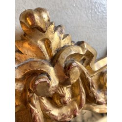 COPPIA ANTICO SPECCHIO CORNICE LEGNO CARTAGLORIA SCOLPITO DORATO FOGLIA ORO '800