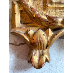 COPPIA ANTICO SPECCHIO CORNICE LEGNO CARTAGLORIA SCOLPITO DORATO FOGLIA ORO '800