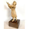 ANTICA SCULTURA TERRACOTTA GESU' BAMBINO BENEDICENTE BASE LEGNO MANCANZE '700