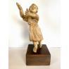ANTICA SCULTURA TERRACOTTA GESU' BAMBINO BENEDICENTE BASE LEGNO MANCANZE '700