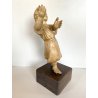 ANTICA SCULTURA TERRACOTTA GESU' BAMBINO BENEDICENTE BASE LEGNO MANCANZE '700