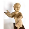 ANTICA SCULTURA TERRACOTTA GESU' BAMBINO BENEDICENTE BASE LEGNO MANCANZE '700