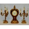 ANTICO TRITTICO Orologio Parigina 2 CANDELABRO epoca 1900 Bronzo Oro MARMO Old