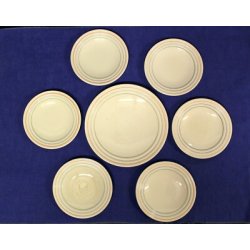 ANTICO SERVIZIO PIATTI CERAMICA Laveno 7 pz set. Frutta OLD POTTERY DISH 1920/30