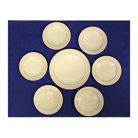 ANTICO SERVIZIO PIATTI CERAMICA Laveno 7 pz set. Frutta OLD POTTERY DISH 1920/30