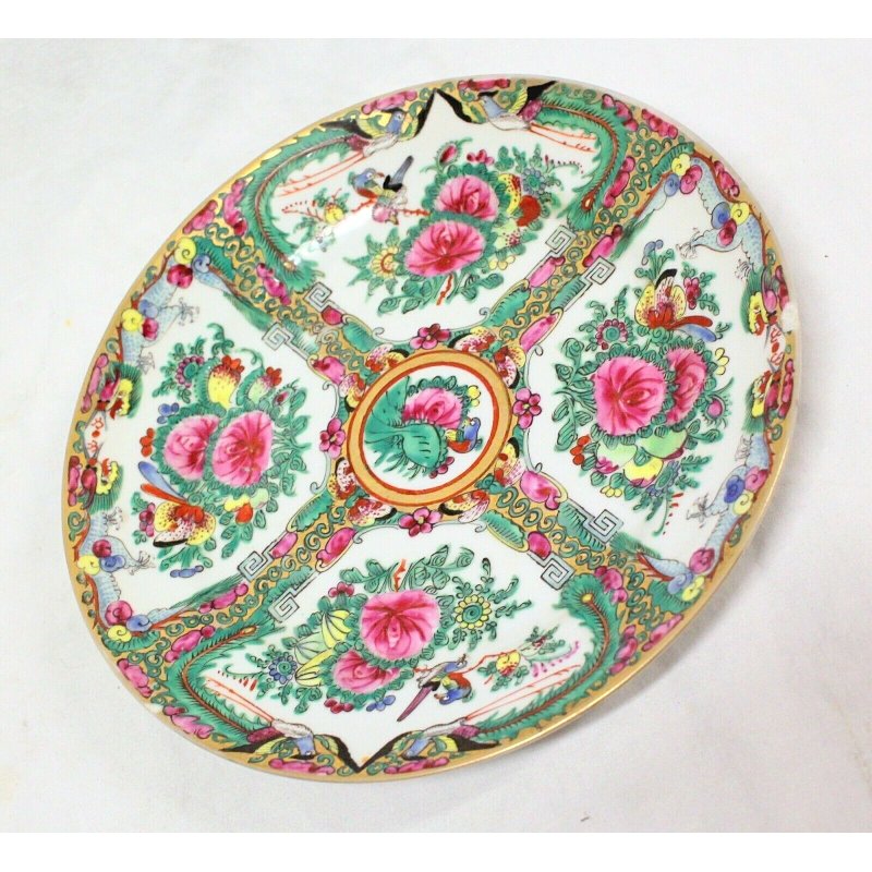 PIATTO PORCELLANA CINESE Qing CANTONE Famille Rose CHINESE PORCELAIN PLATE 23cm