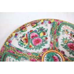 PIATTO PORCELLANA CINESE Qing CANTONE Famille Rose CHINESE PORCELAIN PLATE 23cm