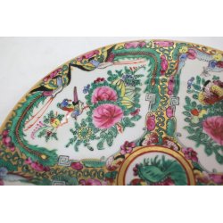 PIATTO PORCELLANA CINESE Qing CANTONE Famille Rose CHINESE PORCELAIN PLATE 23cm