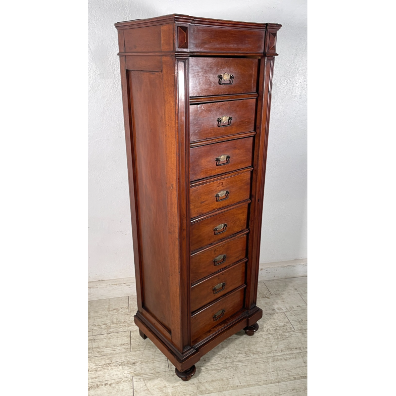 ANTICA CASSETTIERA UFFICIO SETTIMANALE STIPO DOCUMENTI ARCHIVIO LEGNO EPOCA '900