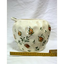 ANTICO VASO Ceramica INSALATIERA MACEDONIA CON CUCCHIAIO Sevres PRIMI '900 FIORI