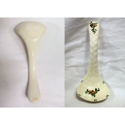 ANTICO VASO Ceramica INSALATIERA MACEDONIA CON CUCCHIAIO Sevres PRIMI '900 FIORI